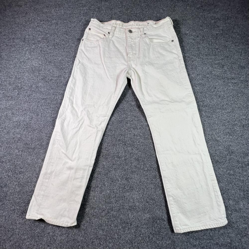 American Eagle Outfitters Straight Jeans Men's 34x30 White Cotton Denim Workwear